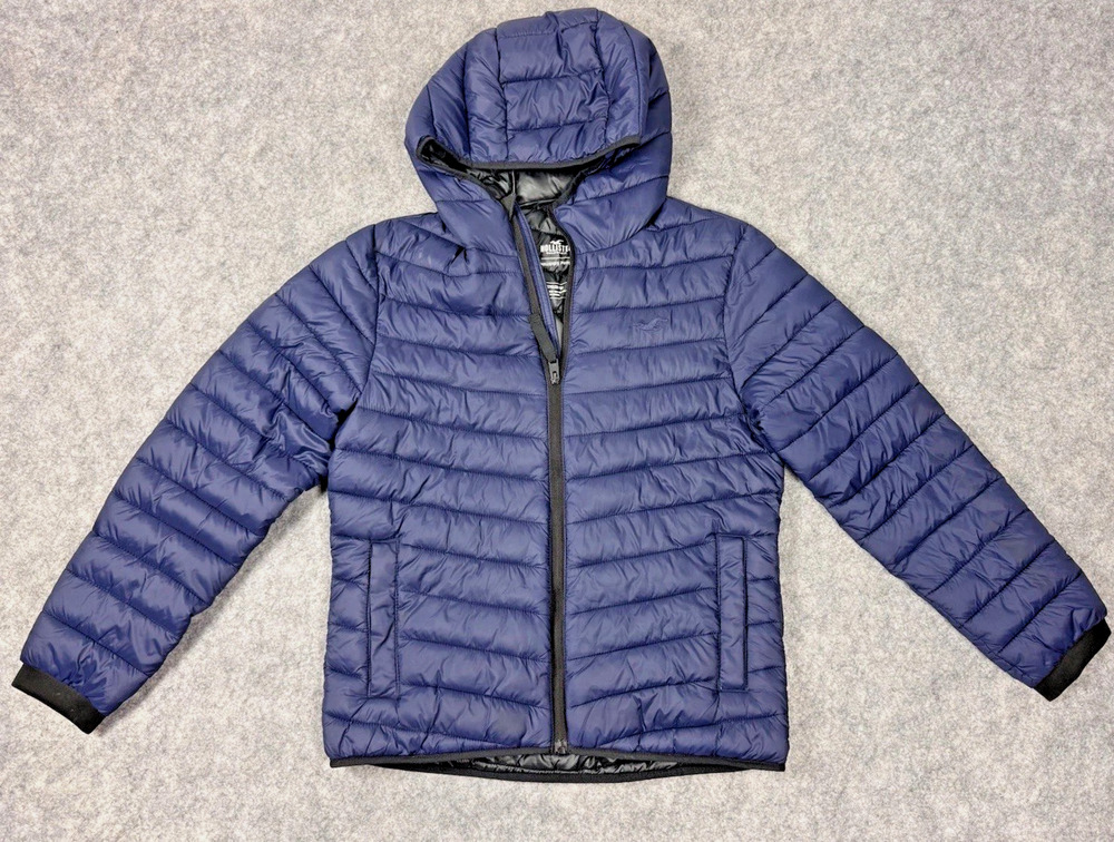 Hollister Puffer Collection Navy Blue Zip-Up Jacket Women's XS Lightweight